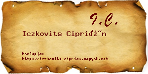 Iczkovits Ciprián névjegykártya